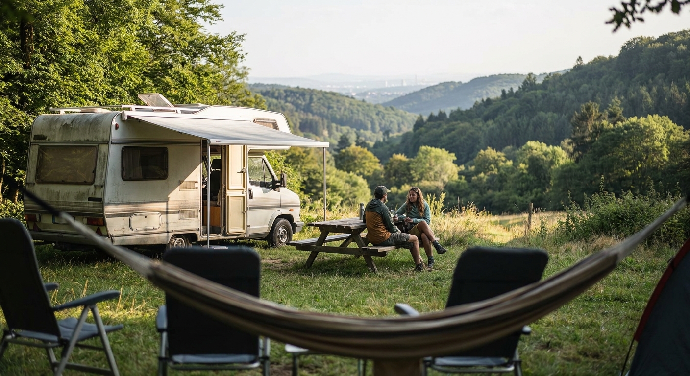 Illustration for Campingplatz bei Wien für Wohnmobile: 30 km, und der Kopf ist leer