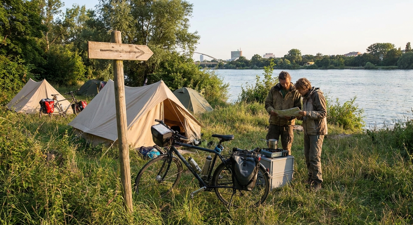 Illustration for Camping Wien Neue Donau: Warum ich Radler und Pilger 30 km weiter schicke
