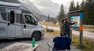 Illustration for Stellplatz für große Wohnmobile in Österreich: So findest du den passenden Platz