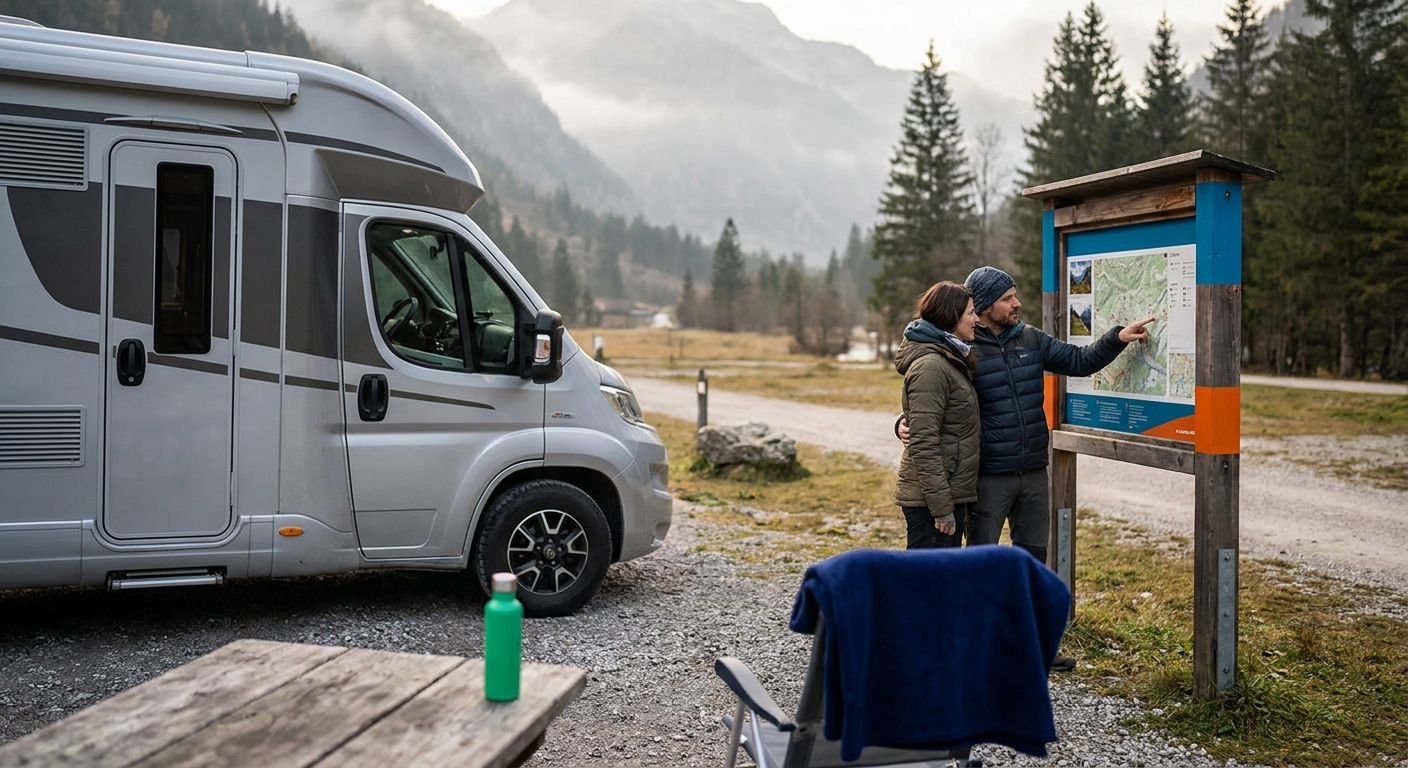 Illustration for Stellplatz für große Wohnmobile in Österreich: So findest du den passenden Platz